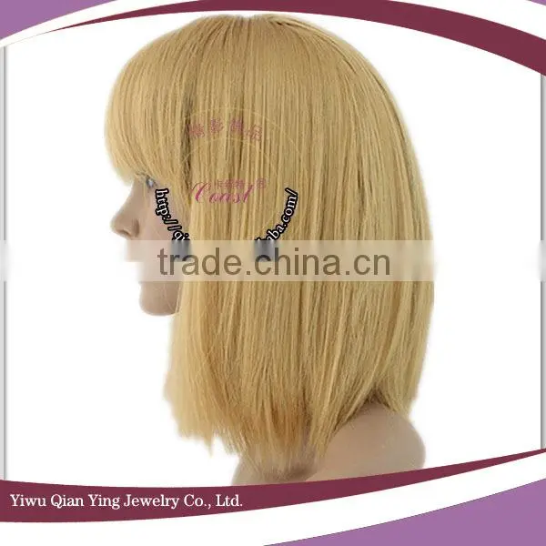 cheap straight bob style short Blonde Synthetic Wig