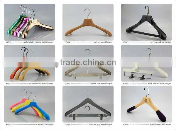 bright black high end wooden clothing hanger and pants hanger