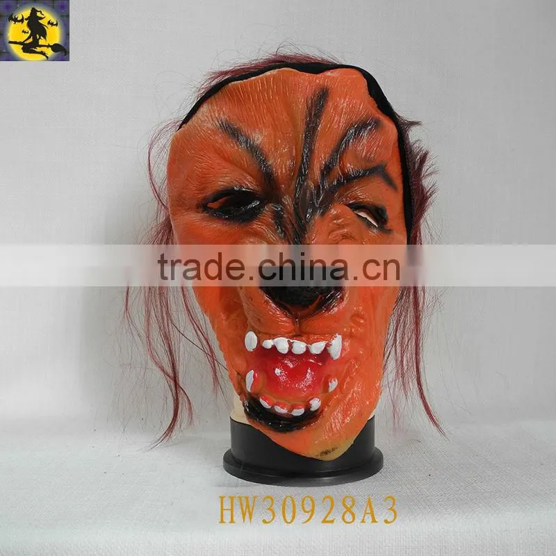 White Latex Masks of Terror with Hair