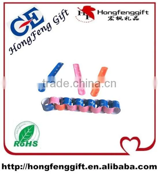 Hot sell plastic wristband watch /PVC slap band /reflective bracelet