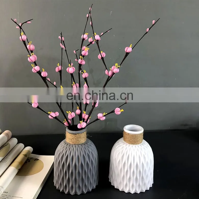 Modern Flower Vase Imitation Ceramic Flower Pot Decoration Home Plastic Vase Flower Arrangement Nordic Style Home Decoration
