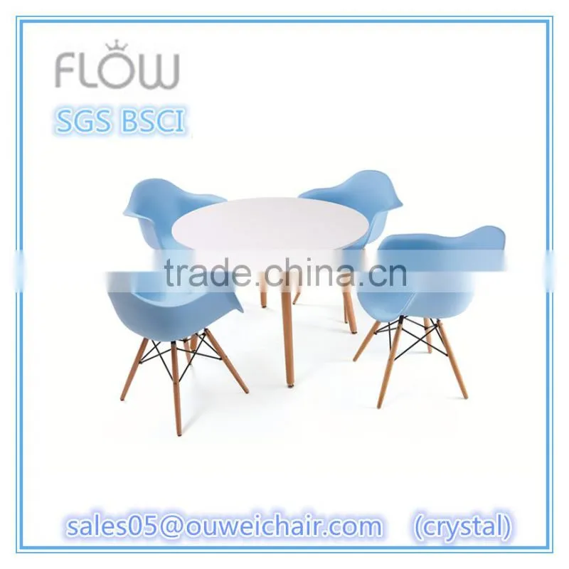 high quality classic bright colored dining plastic chair with armrest