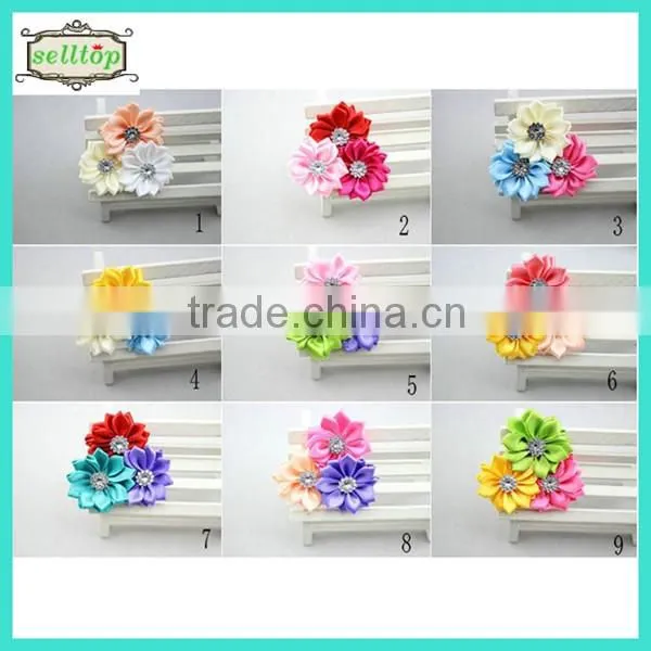 6cm satin ribbon handmade flowers for baby clothes