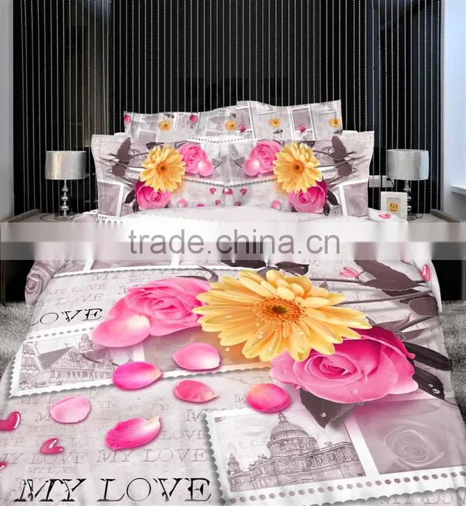 china reasonable price 133x72 3D flower disperse reactive printing bedding set