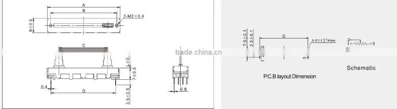Single straight type slide potentiometer sliding potentiometer