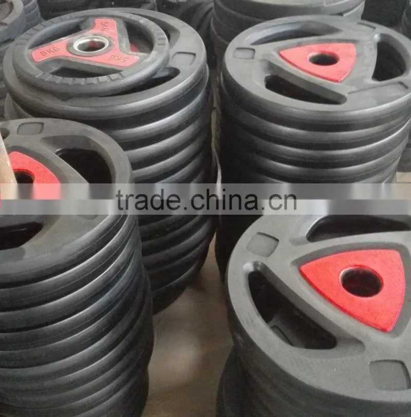 AA Grade New Style Color Three Handle Rubber Weight Olympic Plate