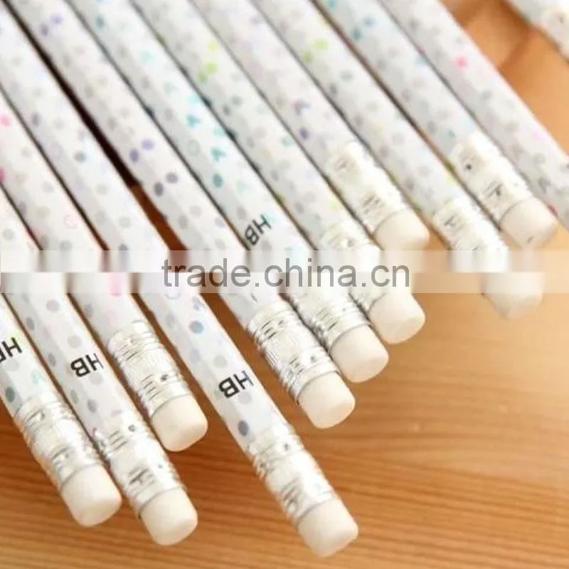 7" wooden heat transfer printing pencil with white eraser Hexagonal ,Office&. School Supplies
