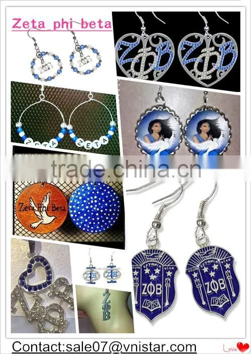 Zeta phi beta heat crystal earrings trend greek varsity jewelry 2016 cheap wholesale