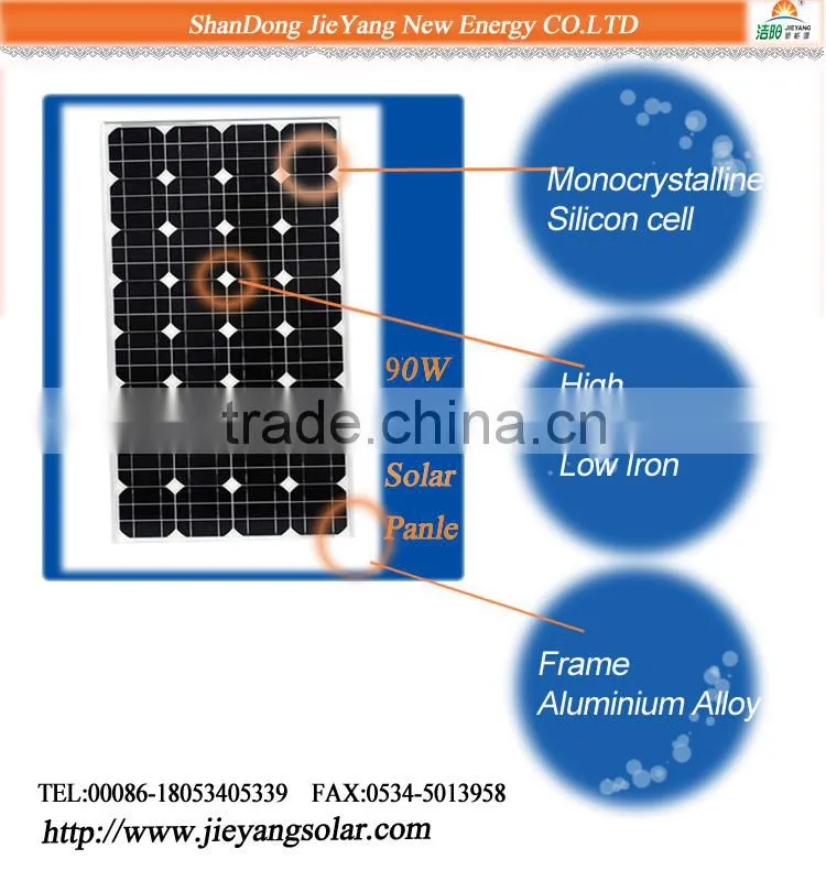 high power 100W mono solar panel