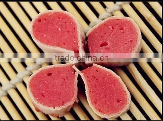 2.5 inch bleached rawhide bone two color knotted bone