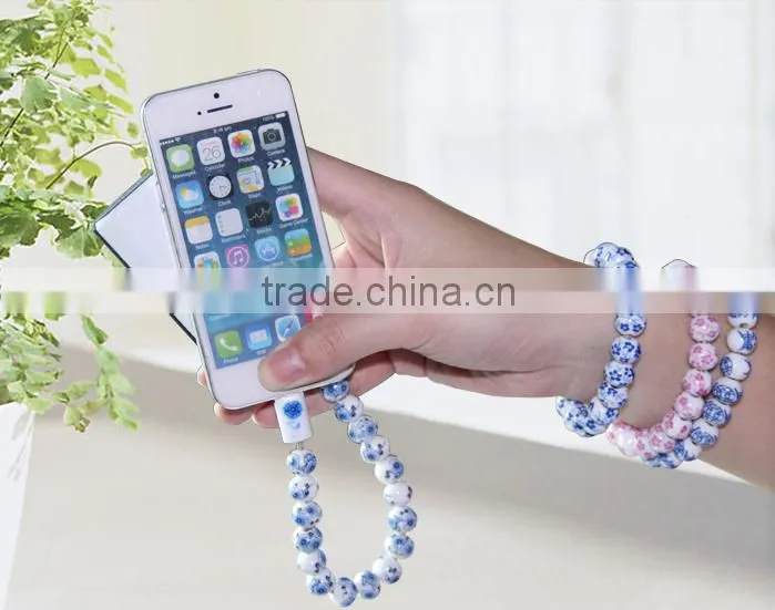 Creative ceramic bracelet charging cable for Iphone and Android