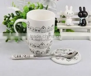 High-grade Romantic colourful handpaingting ceramic porcelain tea cup with beautiful design