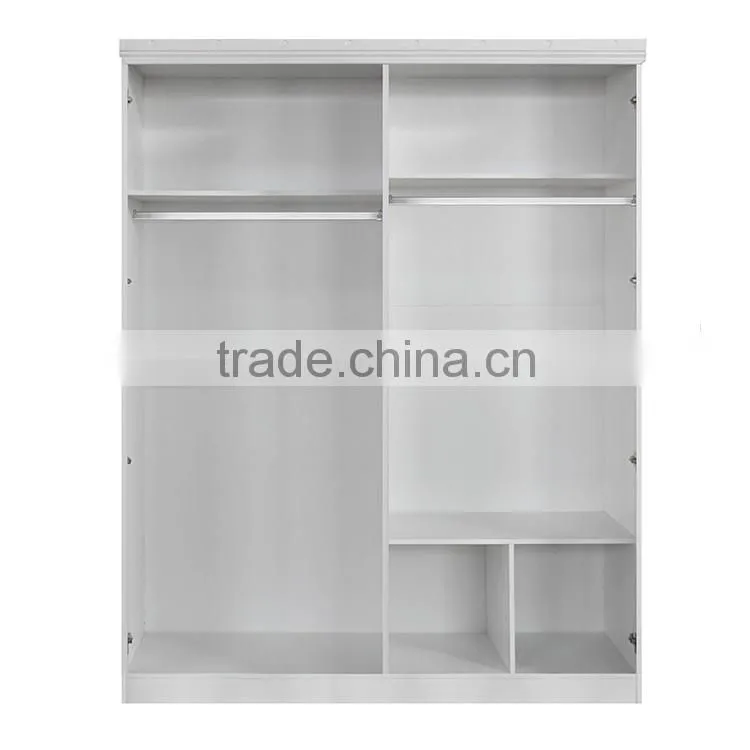 Bedroom furniture mirrored almirah 4 doors modern wooden easy assembled wardrobe