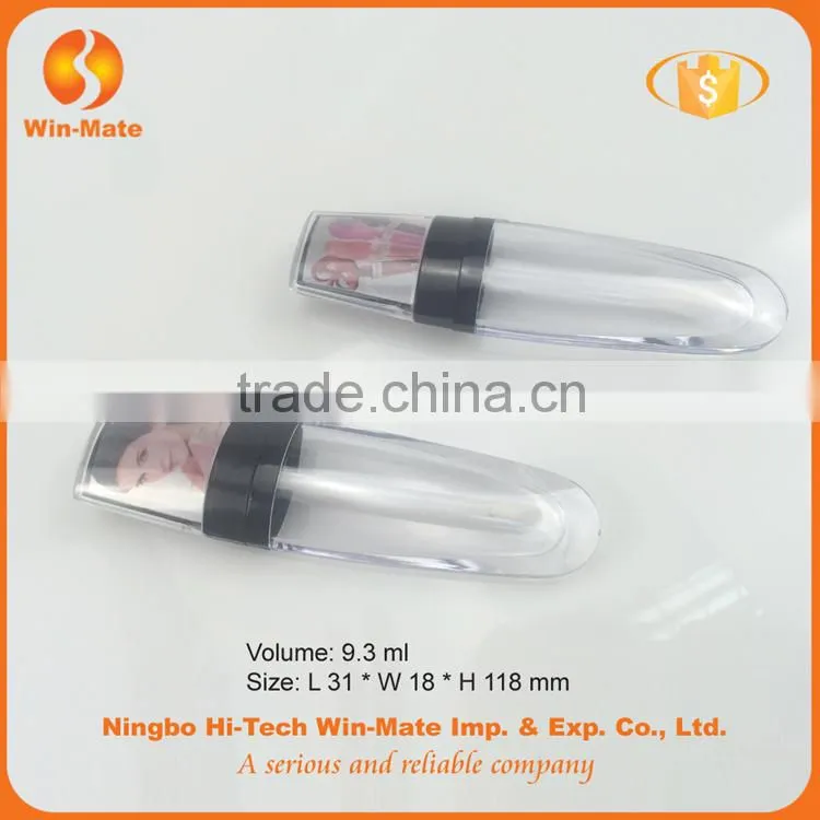 2015 hot oblate 118*31mm acrylic clear hot-selling lip gloss tube