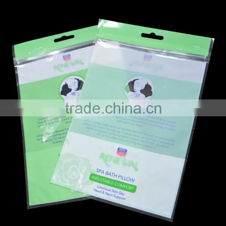 custom printing plastic laminated header zip lock bags with euro slot