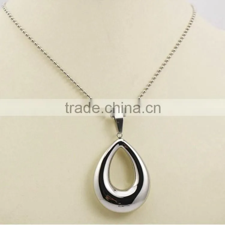 Polished Silver Round Stainless Steel Pendant Chain Necklace Jewelry