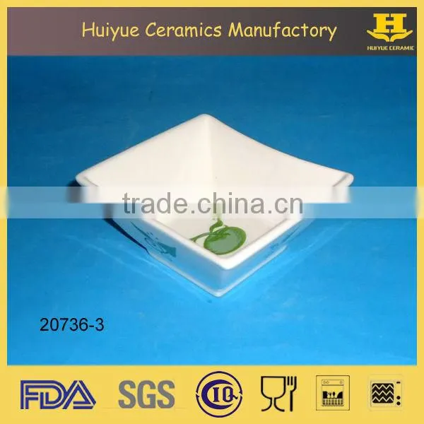 porcelain rectangular cake mould white color with decal printing