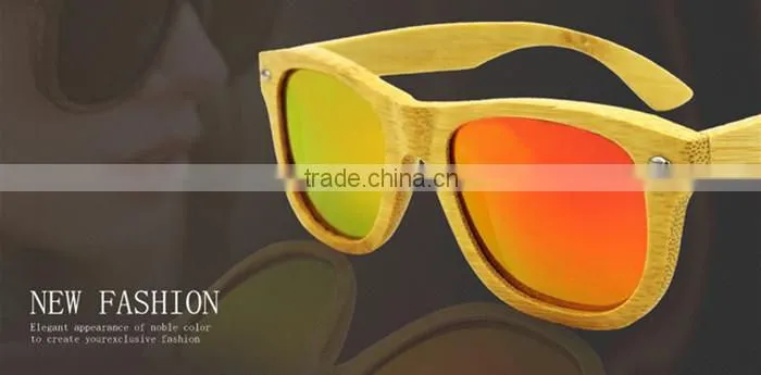 new fashion 2016 UV400 mirror color lens custom design bamboo wooden polarized sunglasses sun glass