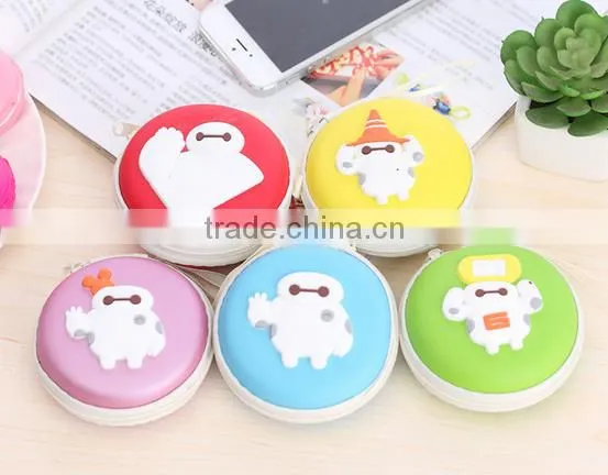 Multifunctional cute bay max round coin purse made in China
