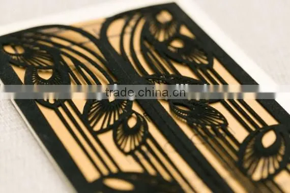 2016 newmengxing Art Deco Wedding Invitation, Laser Cut Art Deco Motif, Unique Wedding Invitation, Modern Invite