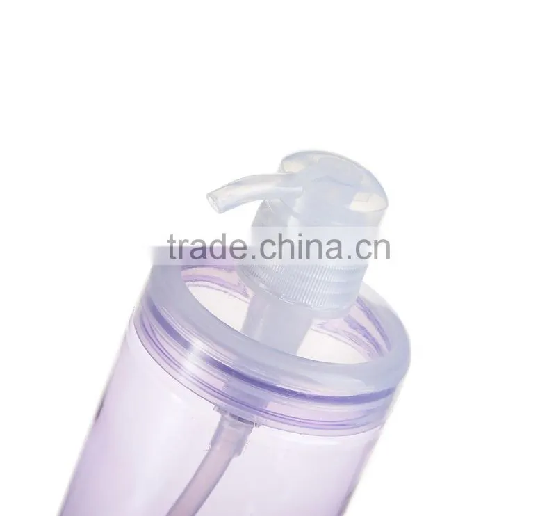 NEW 600ml round Plastic Lotion Pump Bottle Transparent Shower Gel/Shampoo Refillable Bottles Empty Container cap sprayer