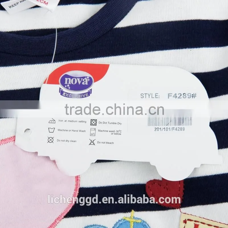 (F4289) Nova t shirts striped girl clothes 2-6Y Fashion fancy clothes animal applique manufacturer t-shirts children t shirt