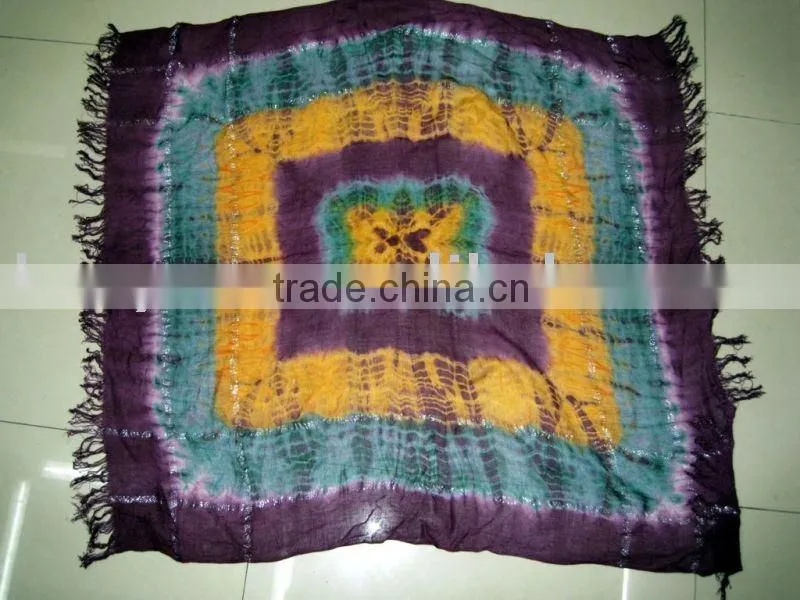 soft 100% cotton tie-dye process bandana with tassels