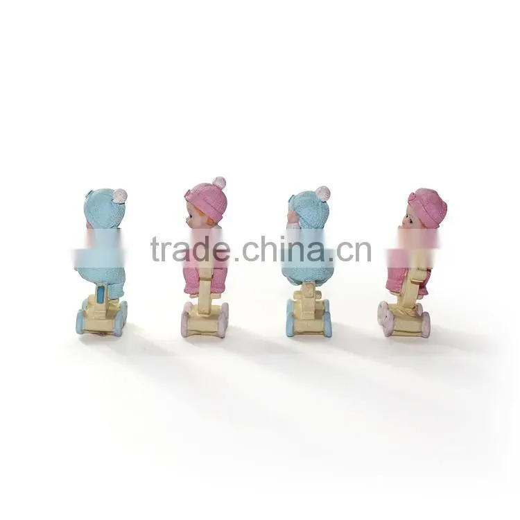Baby Polyresin Sculpture With Chair Shoes Horse Photo Frame Leaf Holding Baby Figurine Resin Cute Baby Statue