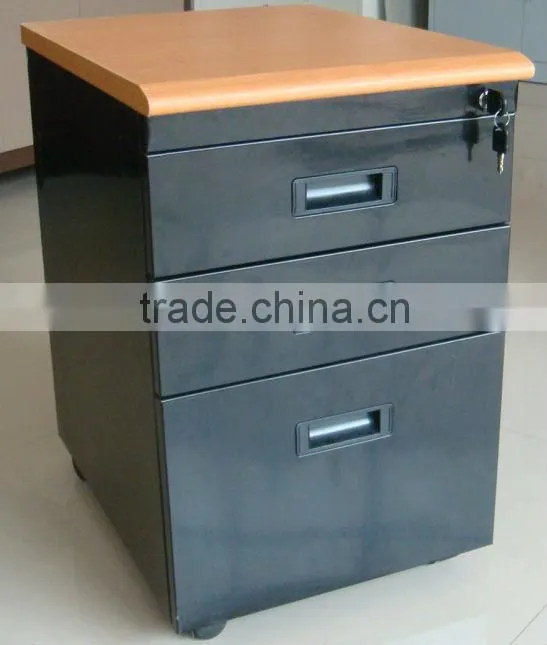 Small Movable Steel File Cabinet under Office Desk
