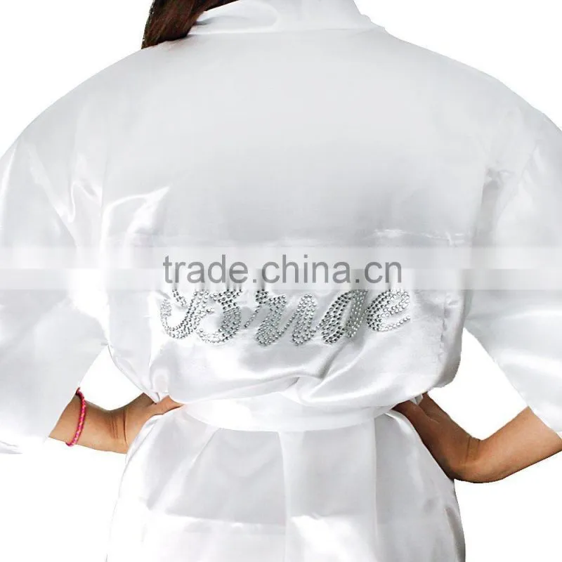 Fashion Women's Short Kimono Satin Silk Bridesmaid Robe