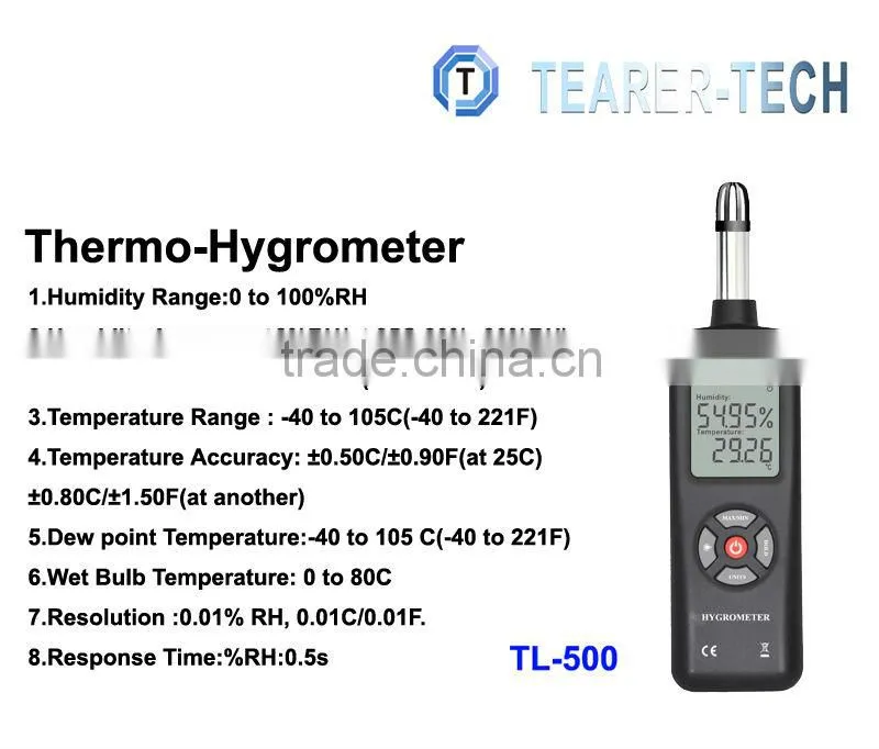 Digital LCD Hygrometer Humidity -40 to 105o C Thermometer Temperature Temp Meter 'TL-500'