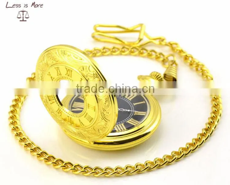 Fashion retro Roman gold necklace watch pocket watch gold plated
