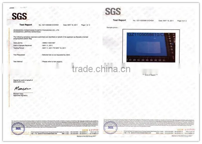 Plastic self adhesive bopp header bag with euro hole and permanent tape