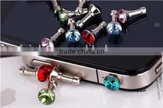 Luxurious Design diamond dust plug for 3.5mm earphone dust plug