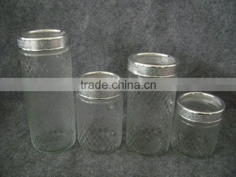 Frost glass jar with lid