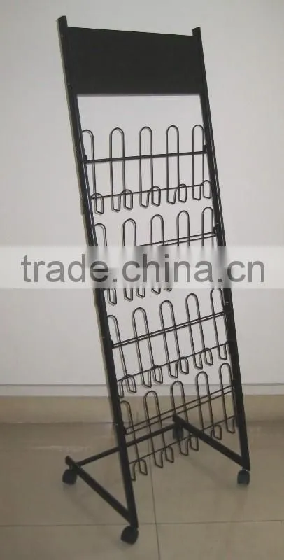 Black Color Movable Metal Wire Newspaper Display Rack