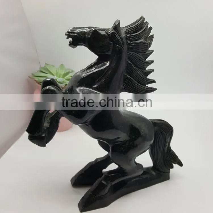 Obsidian horse sculpture animal carvings office ornaments