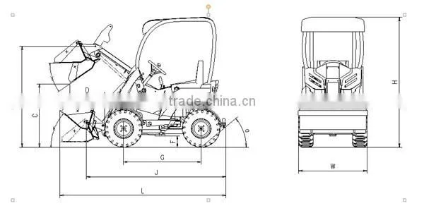 Chinese Hysoon HY200 miniloader, 4wd articulated mini wheel loader multifunctional