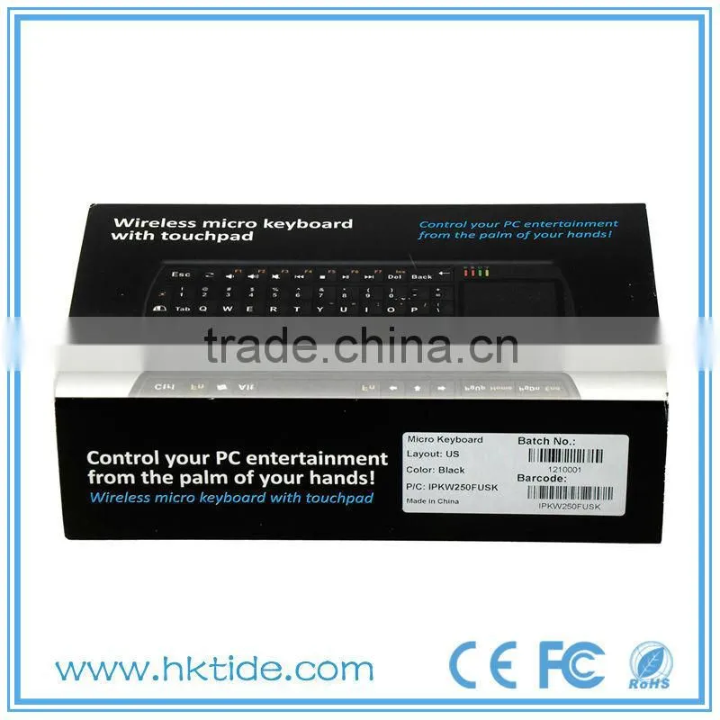 2.4g remote control mouse + wireless touchpad keyboard for pc tv box