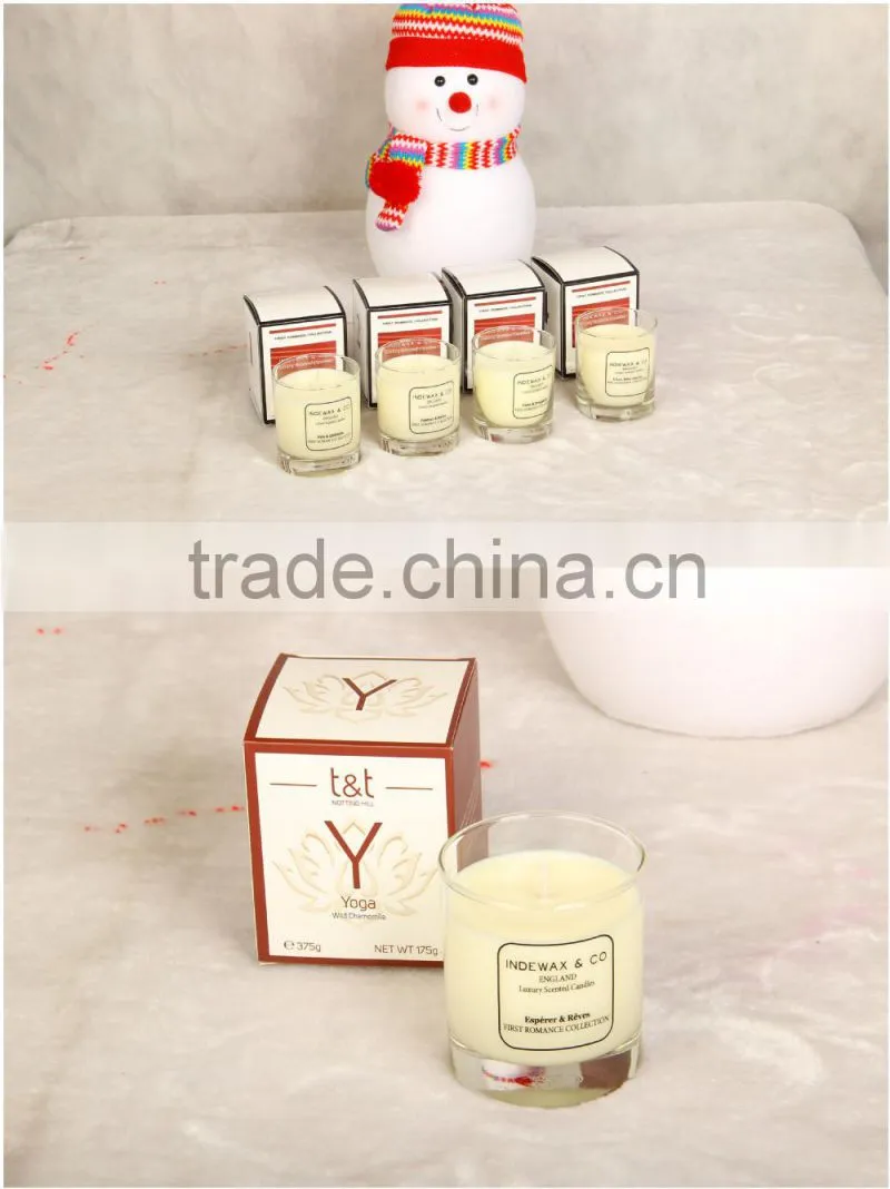 Luxury scented soy candle in glass jar