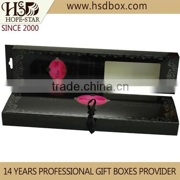 2016 matte lamination custom hair extension packaging, folding drawer paper hair extension packaging box