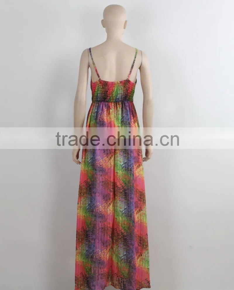 F5S40357 Women Long Print Party Dress