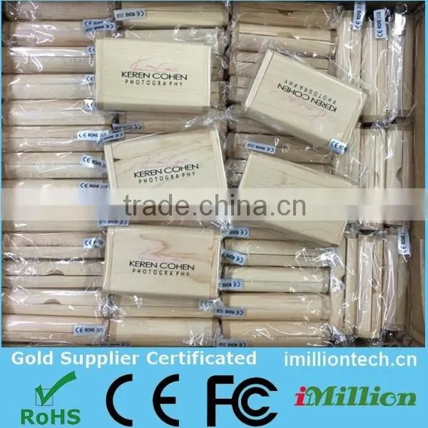 usb flash drive custom logo wood and box