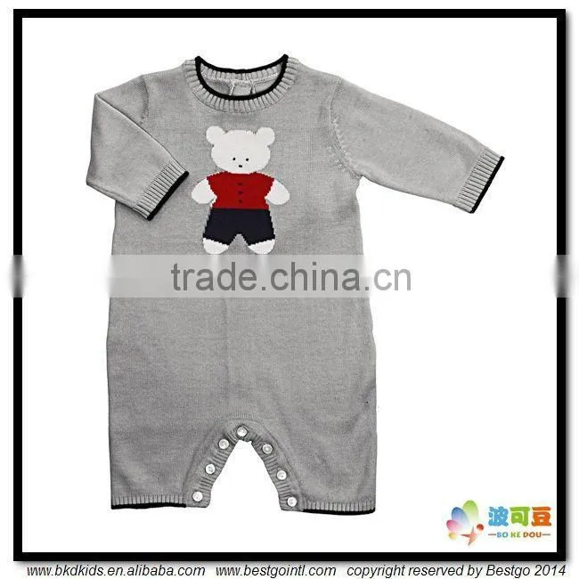 BKD 100% cotton knitted sweater baby clothing ,infant knitted romper.