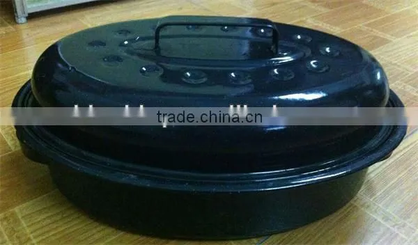 Porcelain Enamel Roaster Pan, Chicken Roaster, Roaster with Lid, Turkey Roaster