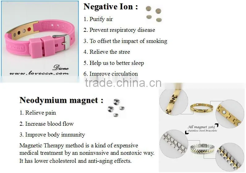 Good price blue personalized silicone bracelets 4 in 1 bio magnetic band