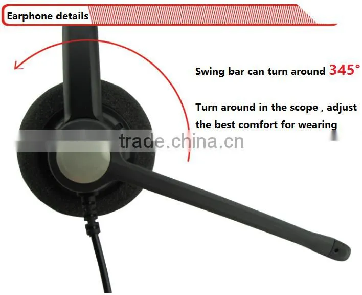Office telephone headband , professional multi-functional plugs headset with mic
