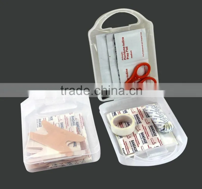 Mini first aid kit with plastic box