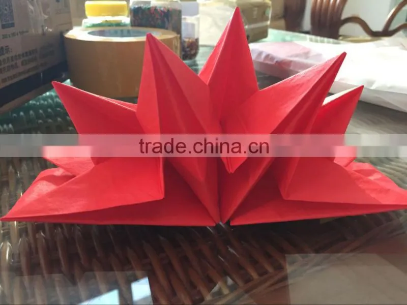 Christmas red Star shape 100% wood pulp paper napkin