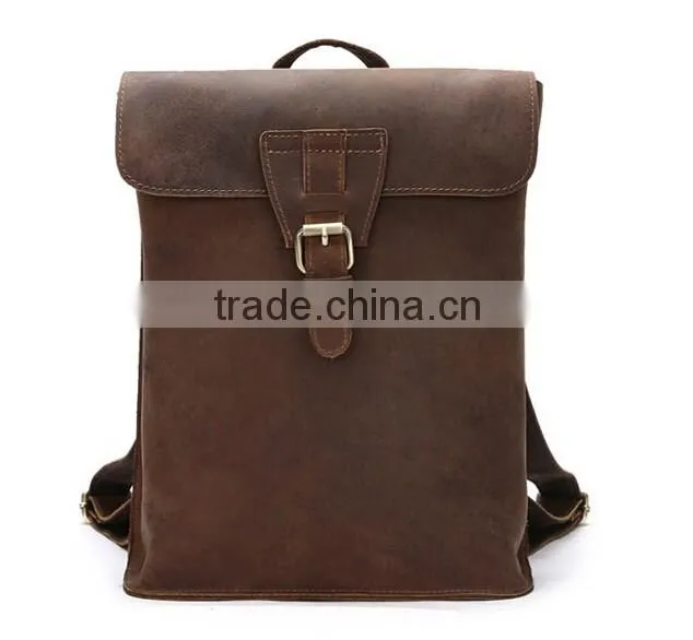 Manufacturer Wholesale Genuine cowhide leather school backpack bag